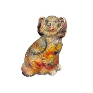 Chalkware Plaster King Charles Spaniel Dog Figurine Vintage Large 11"